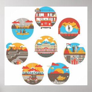 Poster Illustrations d'icône Wes Anderson Films