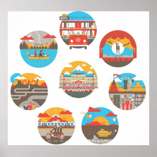 Poster Illustrations d'icône Wes Anderson Films