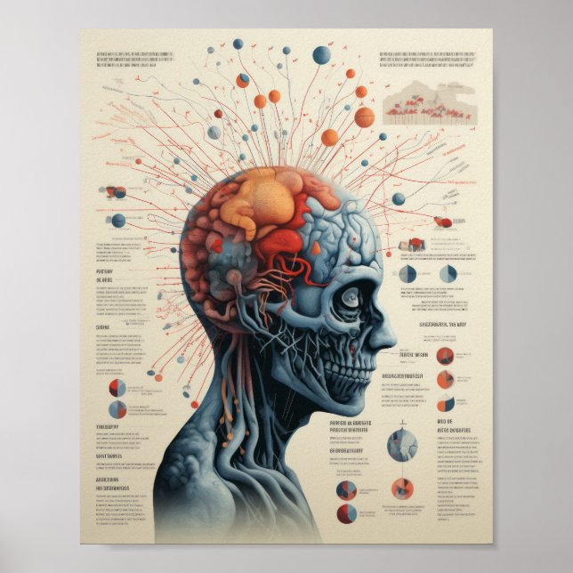 Poster Illustre Infographie cérébrale - Diagramme Minkows (Devant)