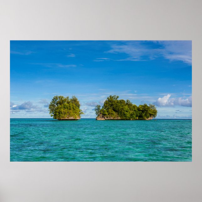 Poster Îlot rocheux sur le paysage marin océanique (Devant)
