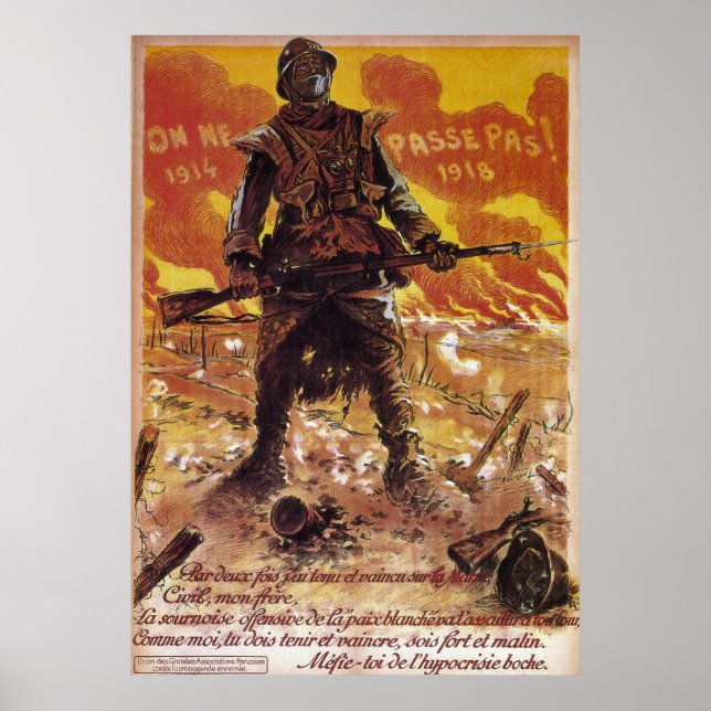 Poster Ils ne passeront pas ~ France ~ Première Guerre mo (Devant)