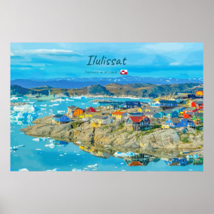 Poster Ilulissat, Groenland - Ville des Icebergs