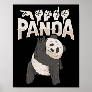Poster ILY Panda ASL Geste MAIN Sourde Perte d'audition C