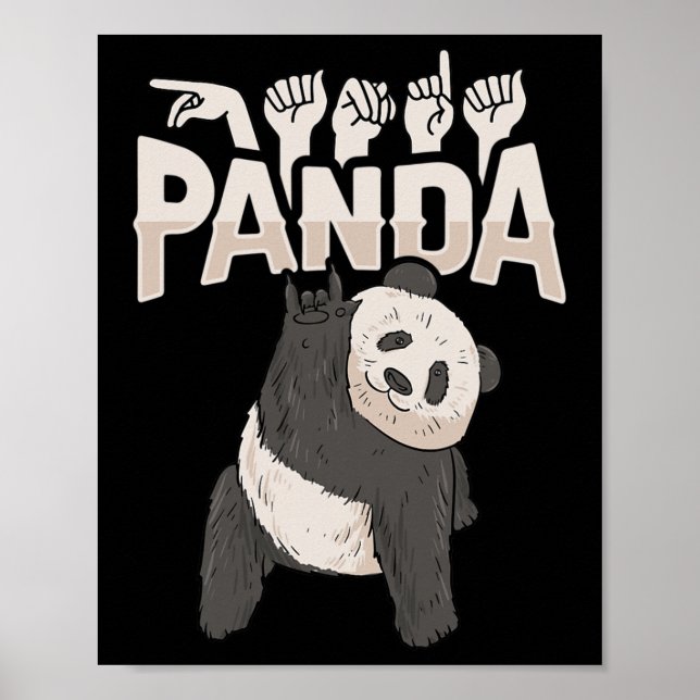 Poster ILY Panda ASL Geste MAIN Sourde Perte d'audition C (Devant)