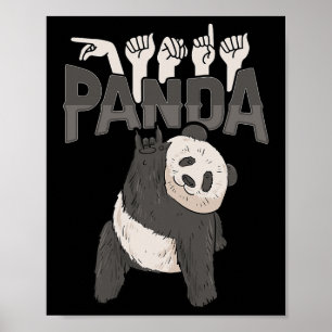 Poster ILY Panda ASL Geste MAIN Sourde Perte d'audition C