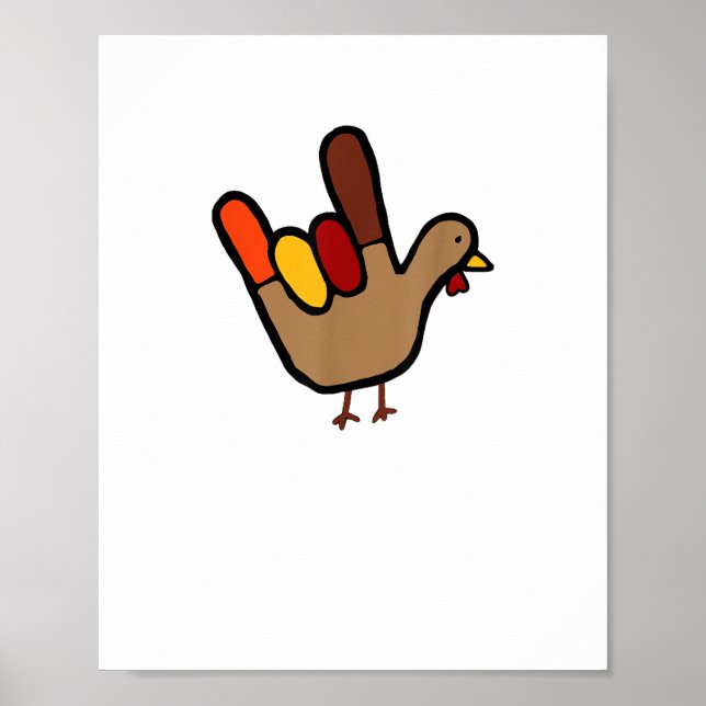 Poster ILY Sign Language Main Turkey Thanksgiving Holiday (Devant)