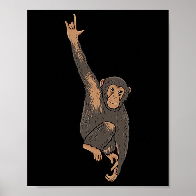 Poster ILY Singe ASL Geste MAIN Sourde Perte d'audition a (Devant)