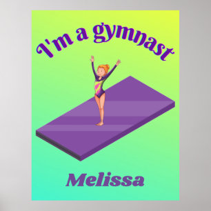 Poster I'm A Gymnast - Girl with/ Leotard on Purple Gym M