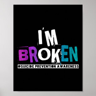 Poster Im Brossé Turquoise &amp; Purple Ribbon Suicide Em
