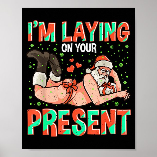 Poster I'm Laying On Your Present Christmas Santa Retro X (Devant)