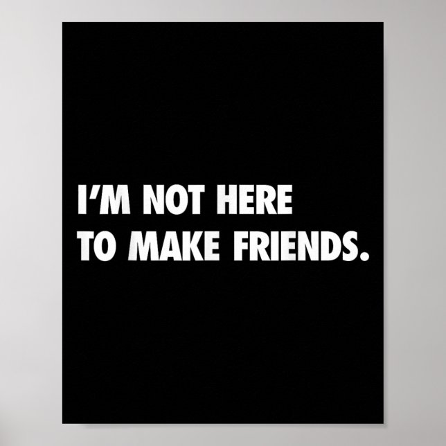 Poster I'm Not Here To Make Friends Humor Sarcastic Gift  (Devant)