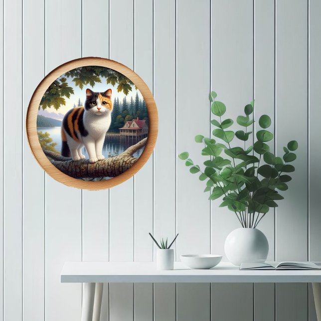 Poster Image 3D circulaire d'un beau chat Calico (Créateur téléchargé)