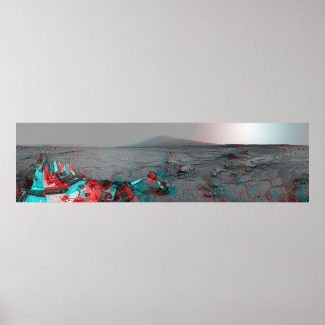 Poster Image 3D du paysage Mars Curiosity Landrover (Devant)
