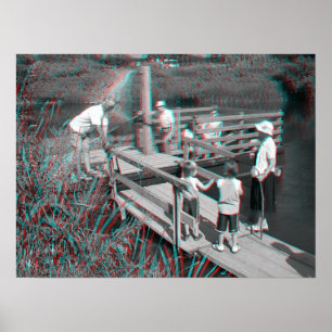 Poster Image 3D. Hampton Lode Ferry, Shropshire, Angleter