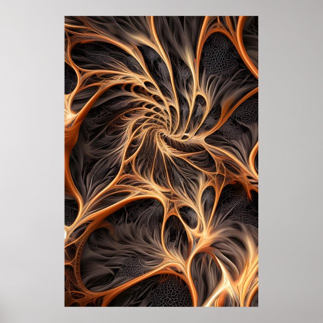 Poster Image Abstraite - 3D Fractal, art numérique, braun (Devant)