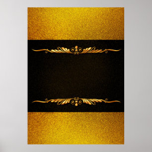 Poster image Arrière - plan cadre or floral