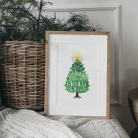 Image brillante Noël Arbre Citation d'art Imprimer