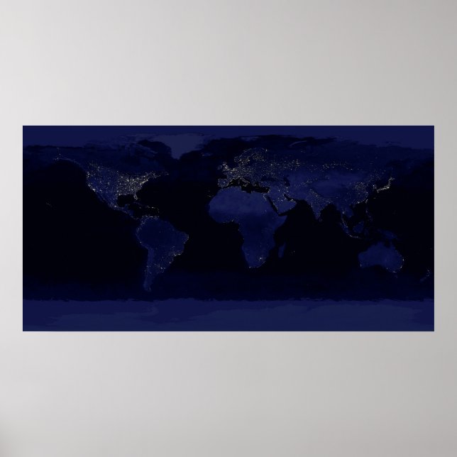 Poster Image composite de la Terre la nuit. (Devant)