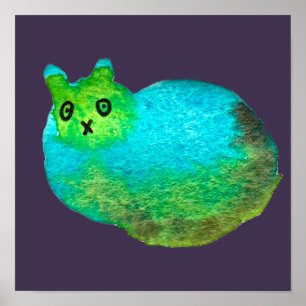 Poster Image d'art de chat bleu gras mou