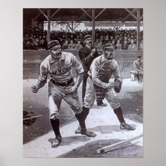 Poster Image de baseball noir et blanc (Devant)