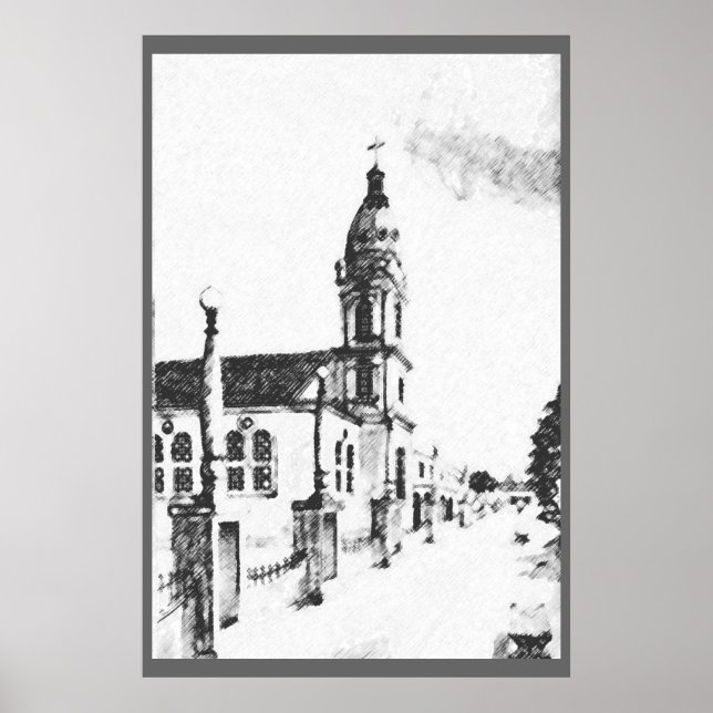 Poster Image de l'église au charbon de bois (Devant)