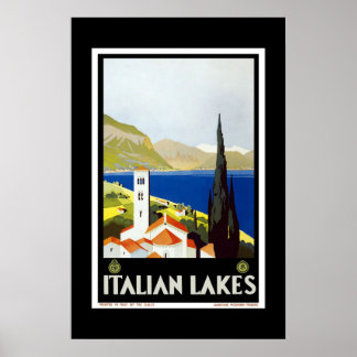 Poster Image de voyage rétro vintage Lacs italiens