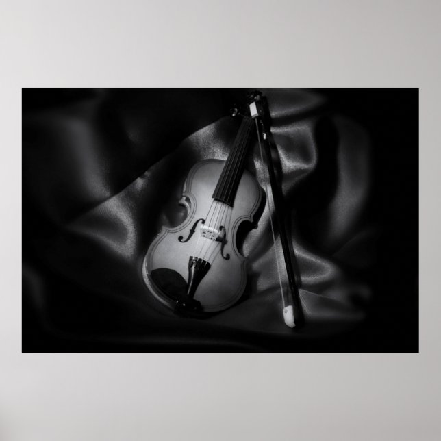 Poster Image d'un violon en b&W à vie (Devant)