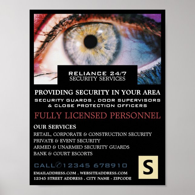 Poster Image Eye Stylish, Publicité du personnel de sécur (Devant)