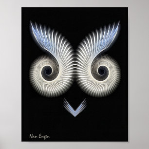 Poster Image fantaisiste de hibou noir et blanc.