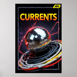 Poster Image futuriste abstrait d'une sphère métallique