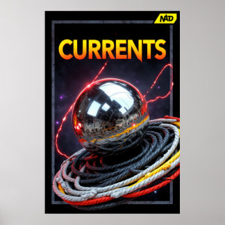 Poster Image futuriste abstrait d'une sphère métallique