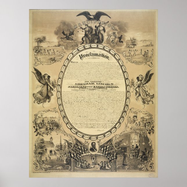 Poster Image illustrée de la proclamation d'émancipation (Devant)