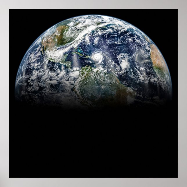 Poster Image Mosaïque De La Planète Terre Avec 3 Ouragans (Devant)