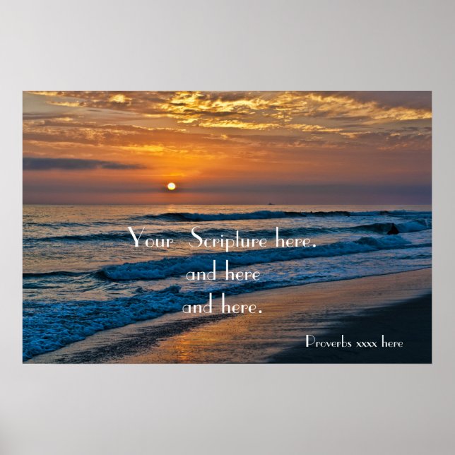 Poster Image Ocean Sunset personnalisable avec des espace (Devant)