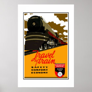 Poster Image Rétro Vintage Voyage en Train