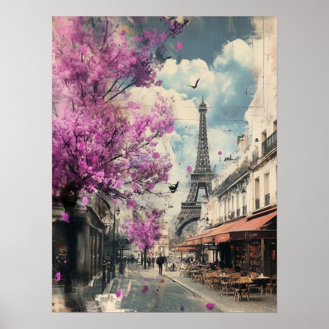 Poster Image romantique de Paris avec la tour Eiffel (Devant)