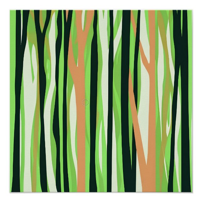 Poster image stylisée abstraite d'une forêt (Devant)