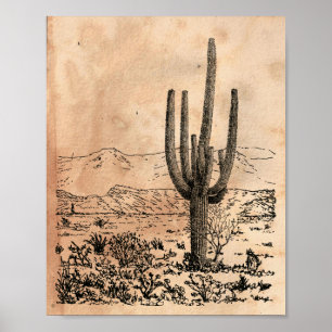 Poster Image vintage Desert Cactus Tea Stainpaper