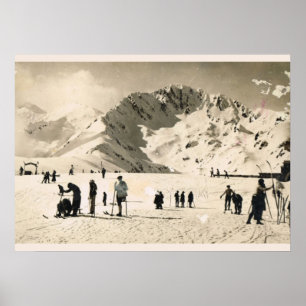Poster Image vintage, France, Superbagneres, skiant