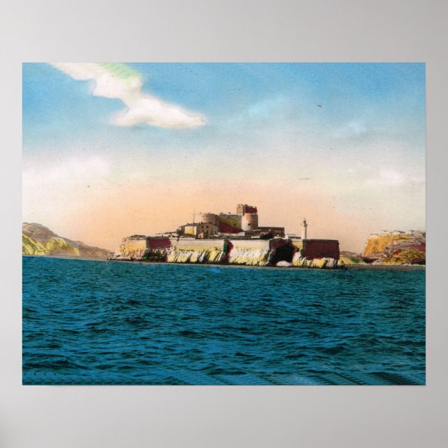 Poster Image vintage, Marseille, Château d'If (Devant)