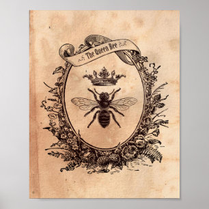 Poster Image vintage Queen Bee Honeybee Tea Sardé Papier