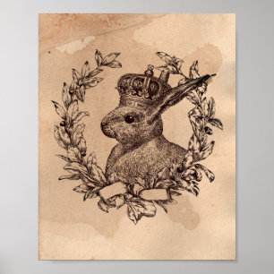 Poster Image vintage Rabbit dans Wreath Tea papier teint