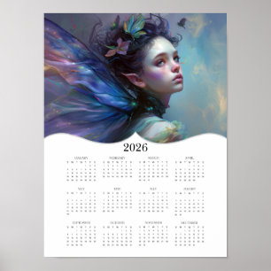 Poster imaginaire 2026 Fairy Art Calendrier de l'année co
