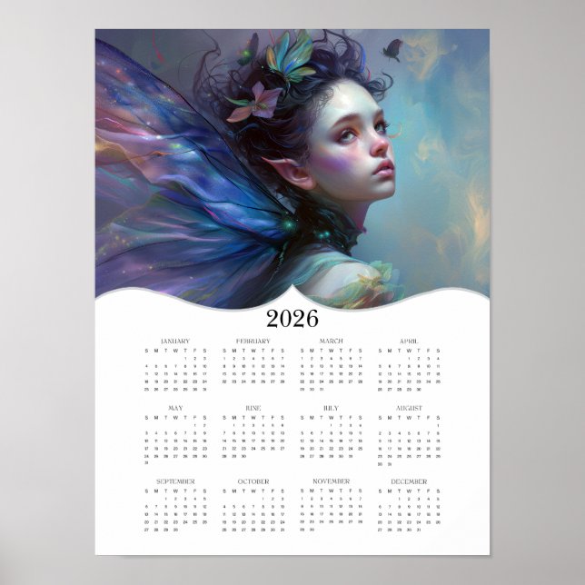 Poster imaginaire 2026 Fairy Art Calendrier de l'année co (Devant)
