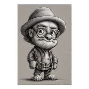 Poster Imaginaire adorable Créature Porter une veste et C