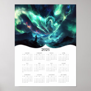 Poster imaginaire Aurora Dragon Art 2026 Calendrier de l'