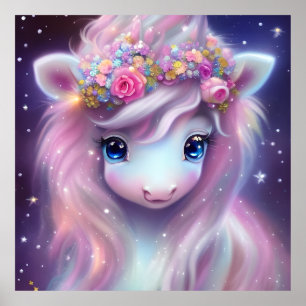 Poster Imaginaire bébé adorable Unicorne