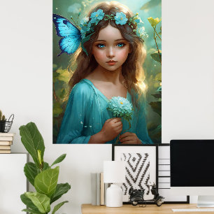 Poster Imaginaire Belle Cyan Green Fairy Girl