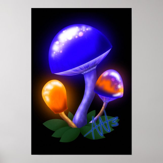 Poster Imaginaire Blancs Dapperling Orange & Champignons  (Devant)