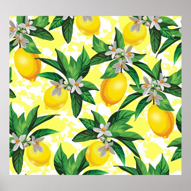 Poster Imaginaire citron : Motif Floral Créatif (Devant)